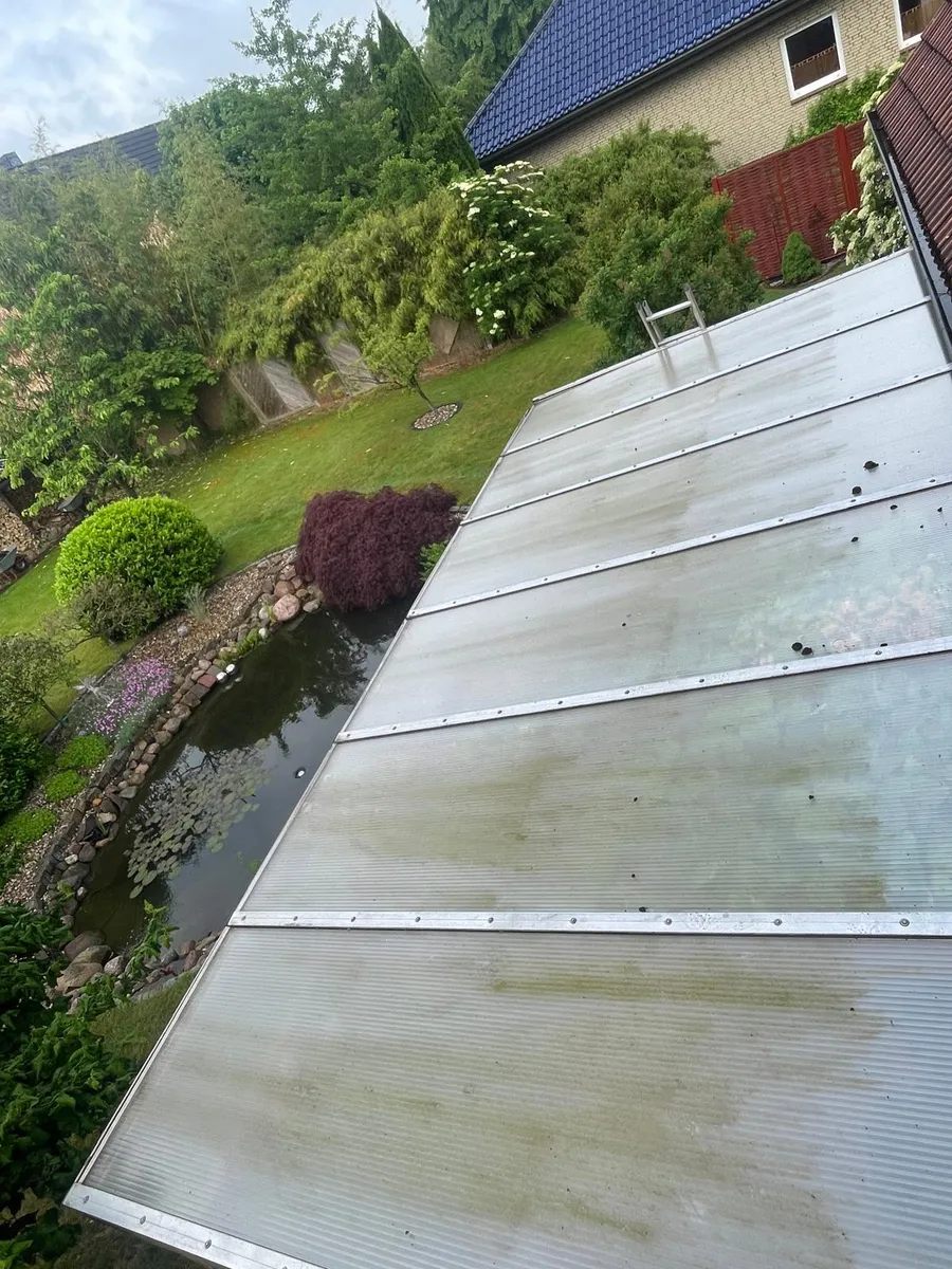 Glasdachreinigung im Garten